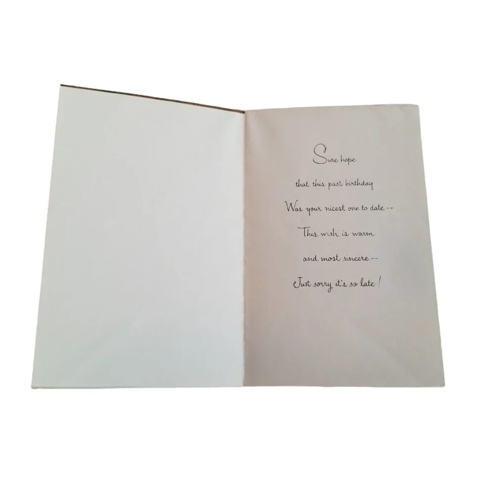 1970s Vintage Greeting Card Charm Craft Happy Belated Birthday BLANK Ephemera